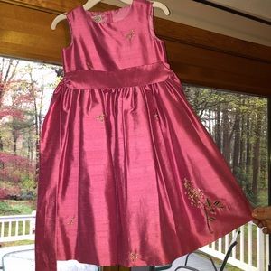 Little girls vintage silk dress